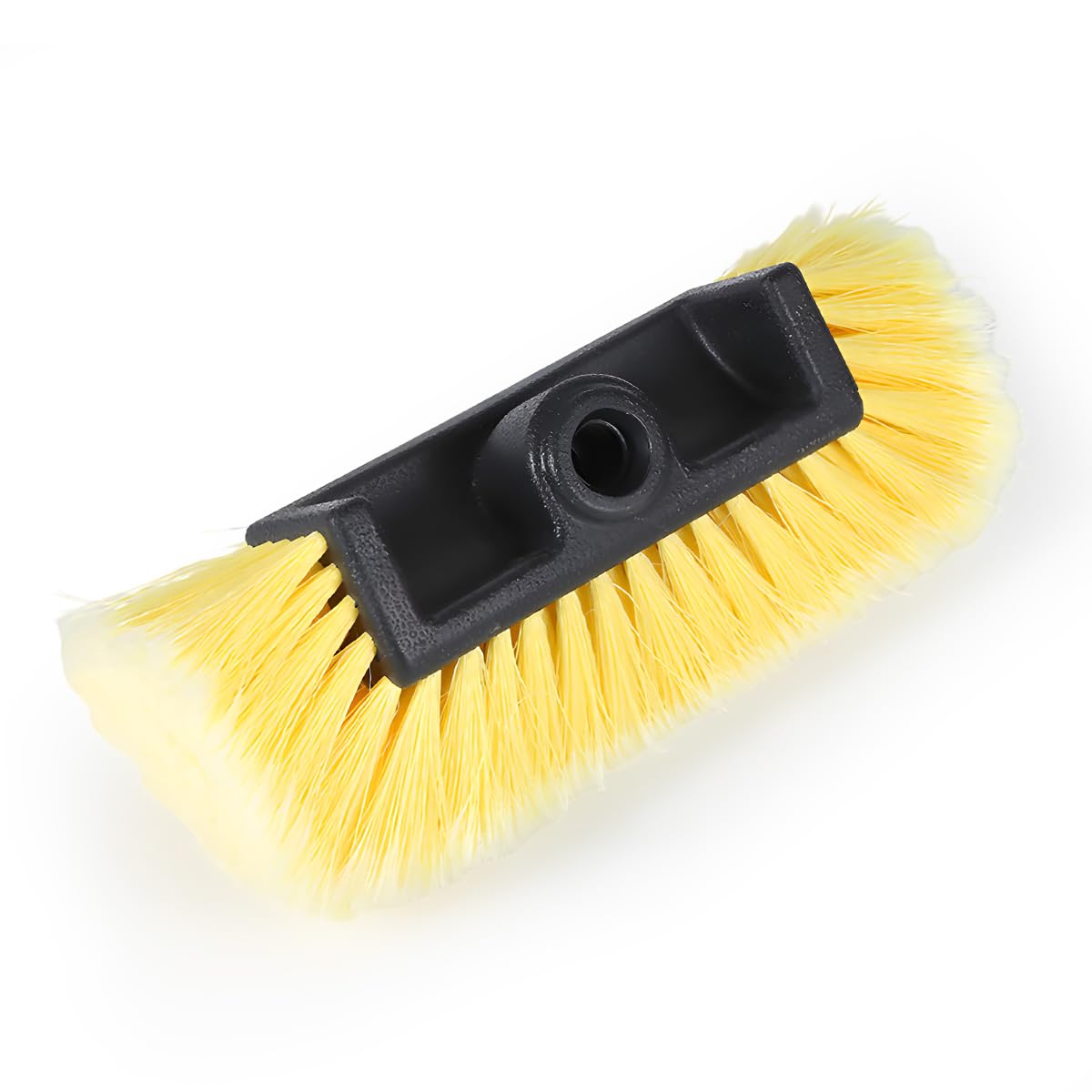 Car Wash Brush Head, 10 Inch Automotive Wash Brush Head with Soft Bristles, Flow-Thru Dip Brush for Vehicle Boat RV Camper Truck Washing, Universal Car Accessories (Yellow)