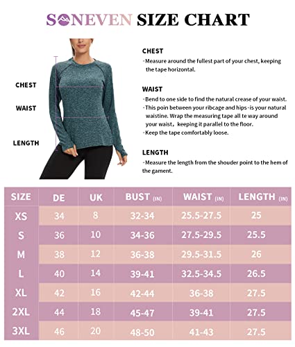 Soneven Long Sleeve Running Top Womens with Thumb Hole Compression Thermal Base Layer Ladies Fleece Tops T Shirt Lightweight Sport Yoga Top Quick Dry for Workout Hiking Skiing - Image 6