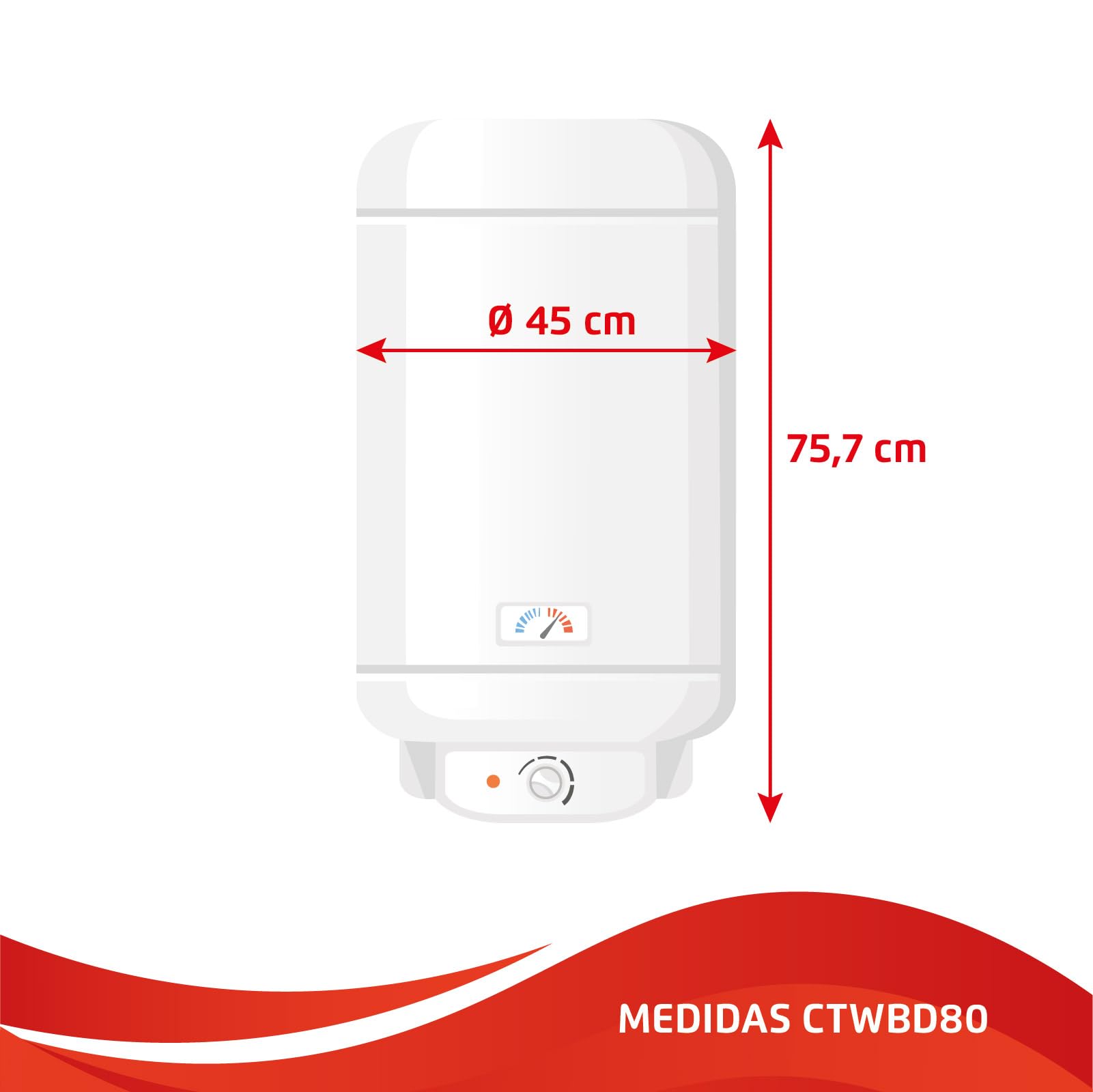 Corberó – Termo Eléctrico Digital | CTWBD80 | 72L | 30-75º | Función Smart | Termostato Exterior Regulable | Protección Anticorrosión | Resistencia de Acero | Termómetro exterior| Panel Digital