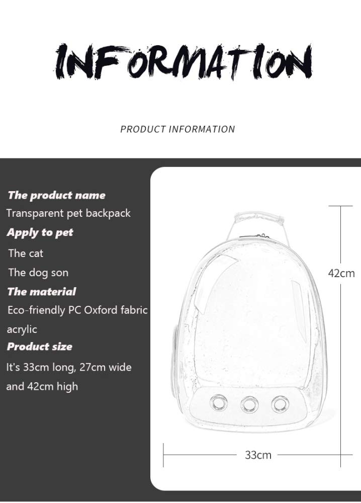 ZZAI Bolso Panorámico Transparente para Mascotas - Bolso Space Bag Dog Cat out - Mochila De Cabina Portátil