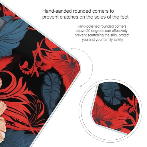 Báscula digital de vidrio templado roja con patrón floral miniatura 4