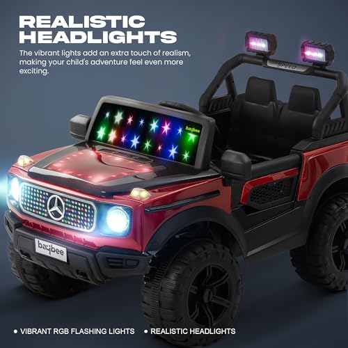 Image of Baybee Benzie Pro 4x4 Battery Operated Jeep for Kids, Ride on Toy Kid Car with RGB Windshield Light & Music | Baby Big Battery Cars | Electric Jeep Car for Kids to Drive 2 to 6 Years (Painted Red)