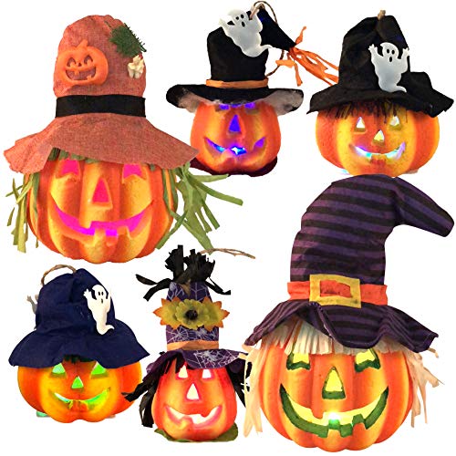 JOYIN-Set-of-6-Light-up-Halloween-Jack-o-Lantern-Decorative-Pumpkin-Foam-Halloween-Decorations-Props