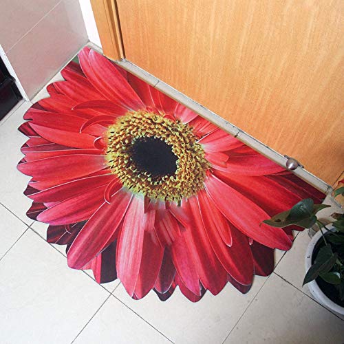Ottomans Entrance Door Mat Floor Porch Household Household Good Care Rubber Flower Type Foot Pad Bathroom Water Absorption Non-slip (Color : RED, Size : 600MM*900MM)