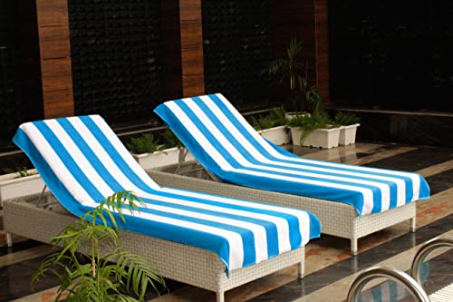 Cotton Craft 73816 Pool Lounge Chair Cover - 2 Pack - Chaise Beach Picnic Spa Towel - Cabana Stripe - Soft Premium Ringspun Terry Cotton thumb #2