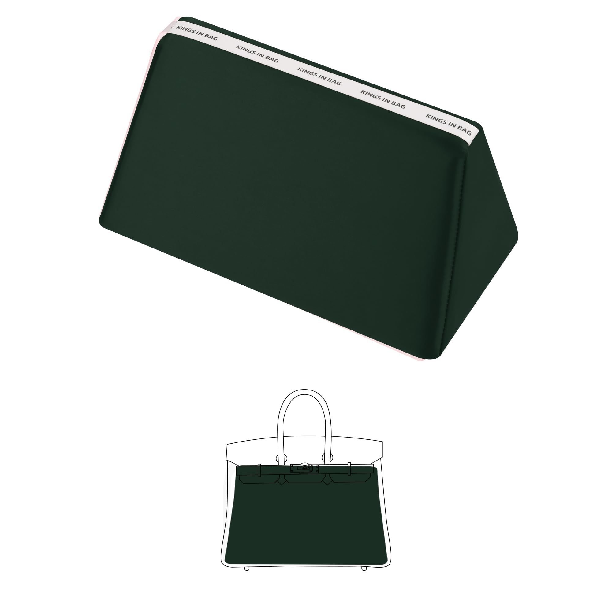 Purse Pillow for Birkin 25/30/35/40, Smooth Satin Bag Shaper Compatible with Hermes Birkin Bag, Memory Foam Pillows for Women Handbag, Lightweight Purse Stuffers for Shape(Vert Anglais, BK25 Retourné)