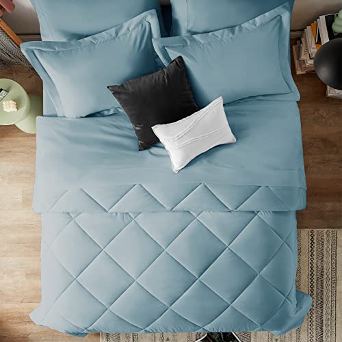 Cozylux Queen Bed In A Bag 7-Pieces Comforter Sets With Comforter And Sheets Light Blue All Season Bedding Sets With Comforter, Pillow Shams, Flat Sheet, Fitted Sheet And Pillowcases #TOP2