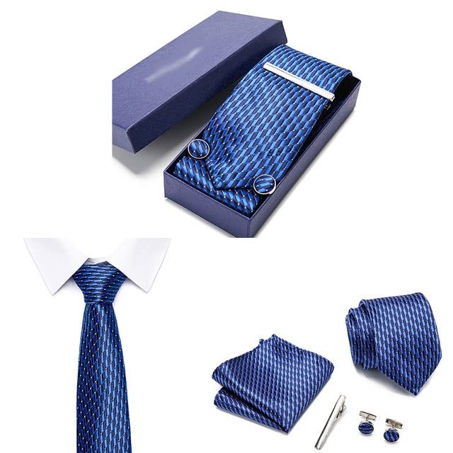 Set de corbata de seda 7.5 cm para hombre en caja de regalo miniatura 3