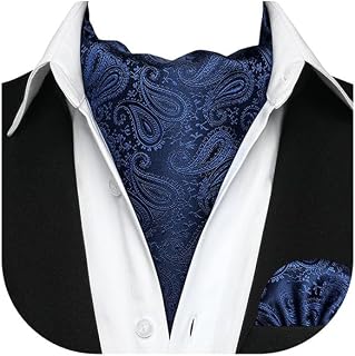 Ascot Ties for Men Paisley Cravat Tie and Pocket Square Set Floral Mens Ascot Scarf Handkerchief Wedding Party