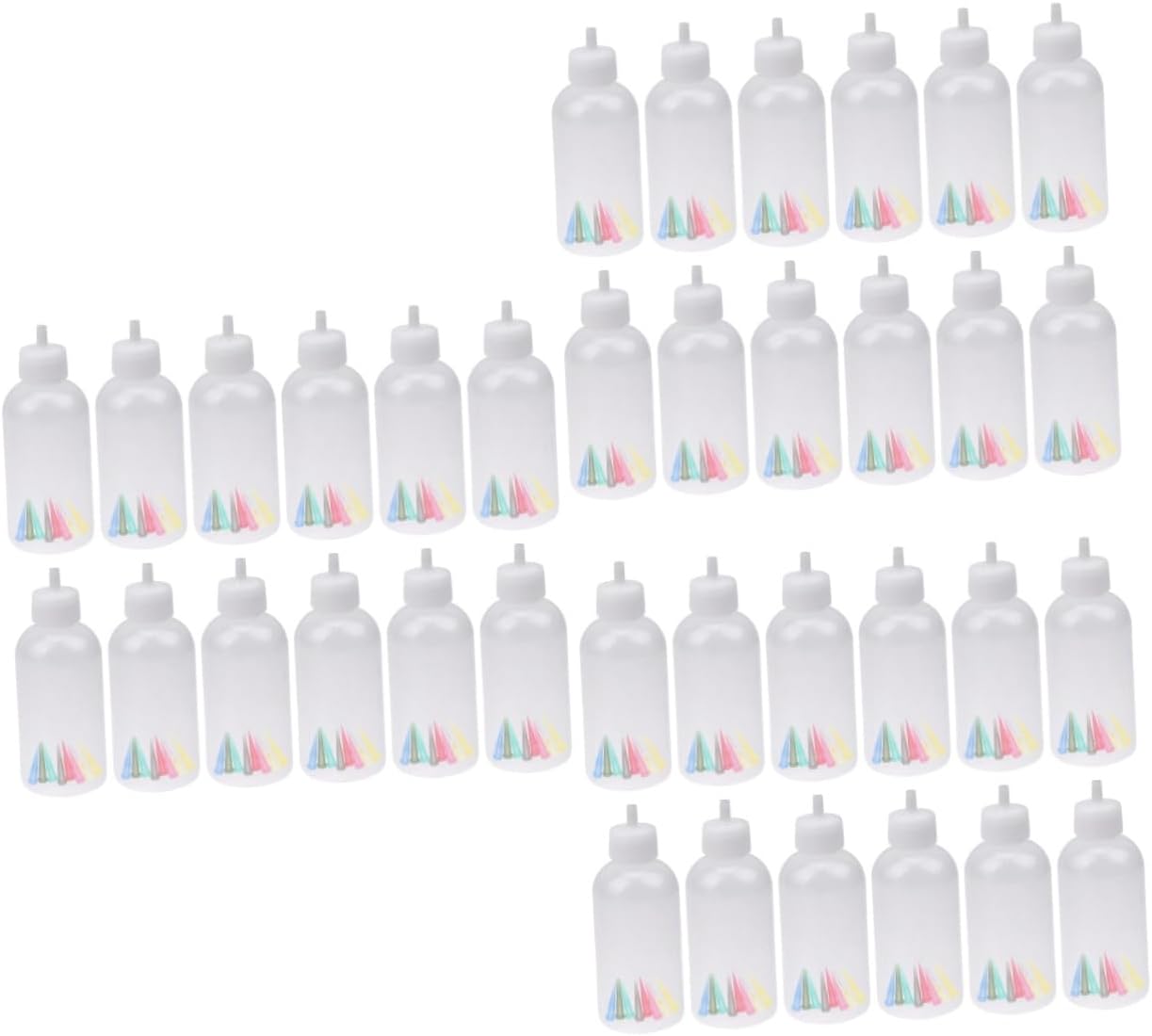 PRETYZOOM 36sets Plastic Squeeze Bottles Assorted Nozzles for Sauces Decorating and Drawing for Ketchup Jam and Cake Decoration Safe and Design