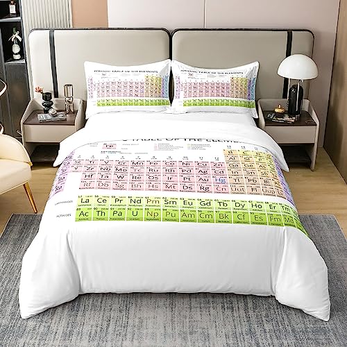 Periodic Table of The Elements Comforter Cover for Chemistry Bedding 100% Cotton Set Decorative Atomic Number Symbol Weight 100% Cotton Duvet Cover Single Modern Colorful Bedspread Cover Bedclothes