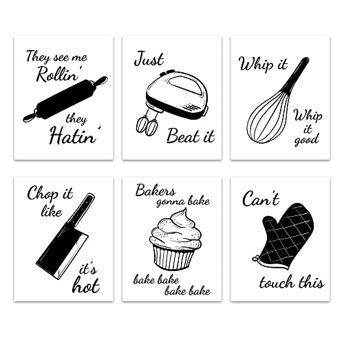 L&O Goods Funny Kitchen Wall Art Prints | Farmhouse Rustic or Modern Home & Kitchen Decor | Theme Set Decorations | Artwork Pictures for Dining Room and Kitchen | Set of Six Posters 8 x 10