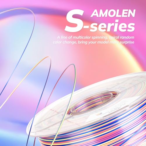 Image of AMOLEN Silk PLA 3D Printer Filament, Shiny Multicolor Rainbow PLA Filament 1.75mm, Fast Color Change PLA 3D Printing Filament for Most FDM 3D Printer, 1kg (2.2lbs), Blue Pink YellowGreen