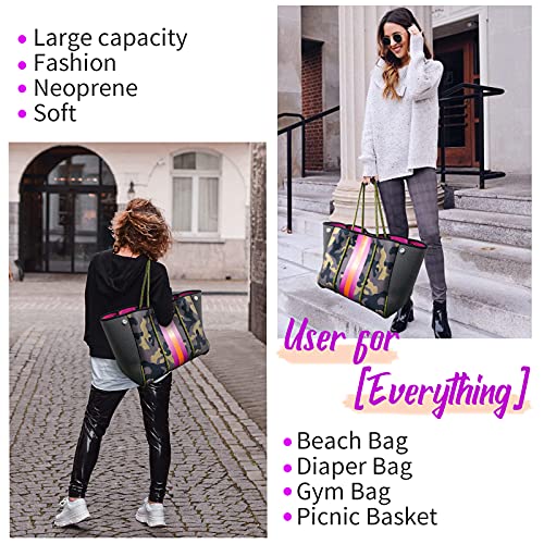 IBEE Neoprene Tote Bag for Women - Large Handbag, Beach and Pool Tote, Foldable4