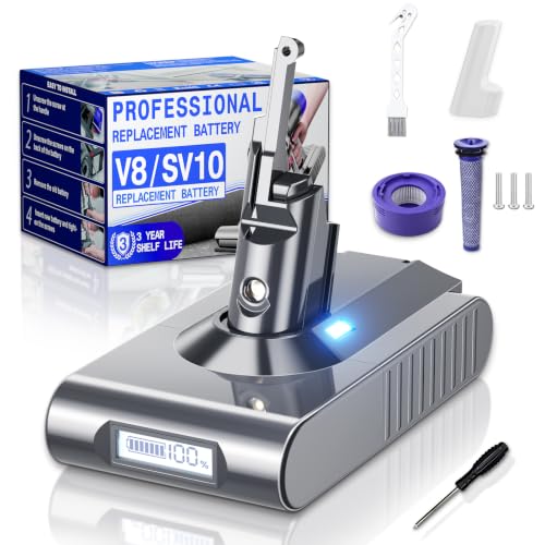 Image of 10000mAh High Capacity 21.6V for Dyson V8 SV10 Battery with LCD Display
