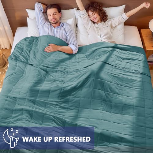 Image of yescool King Size Weighted Blanket for Adults (20 lbs, 80 inch x 87 inch, Teal) Cooling Heavy Blanket for Sleeping Perfect for 190-210 lbs, Breathable Blanket for Adults & Couple All Season, Machine Washable