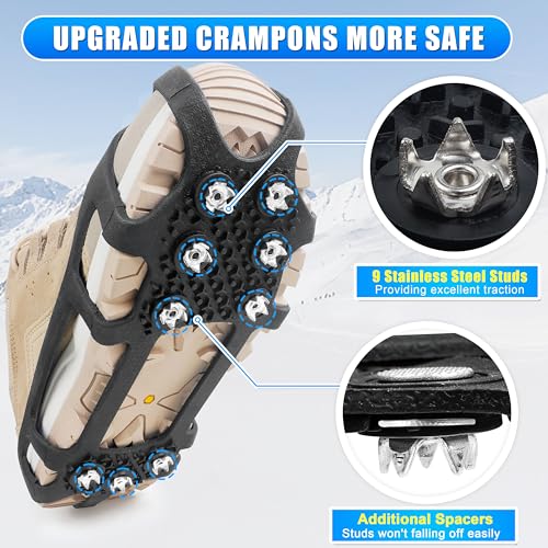 Crampons de traction pour la marche sans glisser sur le verglas grâce aux 9 clous antidérapants - 2