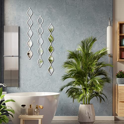Yulejo 3 Pcs Acrylic Teardrop Mirror Wall Decor Decorative Mirror Narrow Wall Decor Boho Vintage Wall Decals Art For Apartment Home Living Room Bathroom Bedroom Hallway (Silver Edge) #TOP3