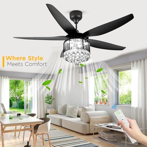 Image of oltao Kingbird 56 inch Designer Fan with Chandelier Ceiling Fan, 3 Colour dimmable Light, Silent opration (Fixed Blades)