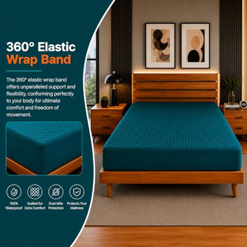 Image of La Verne 100% Waterproof Cotton Quilted Mattress Protector King Size Breathable 78 x 72 Inches | Breathable and Hypoallergenic Ultra Soft Fitted Bed Protector Cover