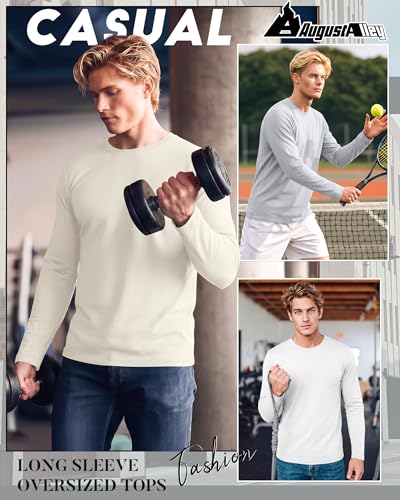 Image of August Alley 4 Pack Men's Big and Tall Cotton Shirts L-7XL, Long Sleeve Oversized Tops Loose Casual Large T-Shirts Basic Tee