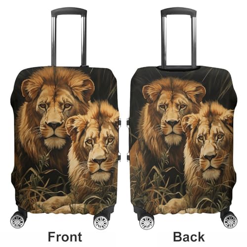 Two Lions Suitcase Cover Washable Luggage Cover Dust-proof Luggage Protector Cover Anti-Scratch Travel Suitcase Protector Fits 18-32 Inch Luggage3