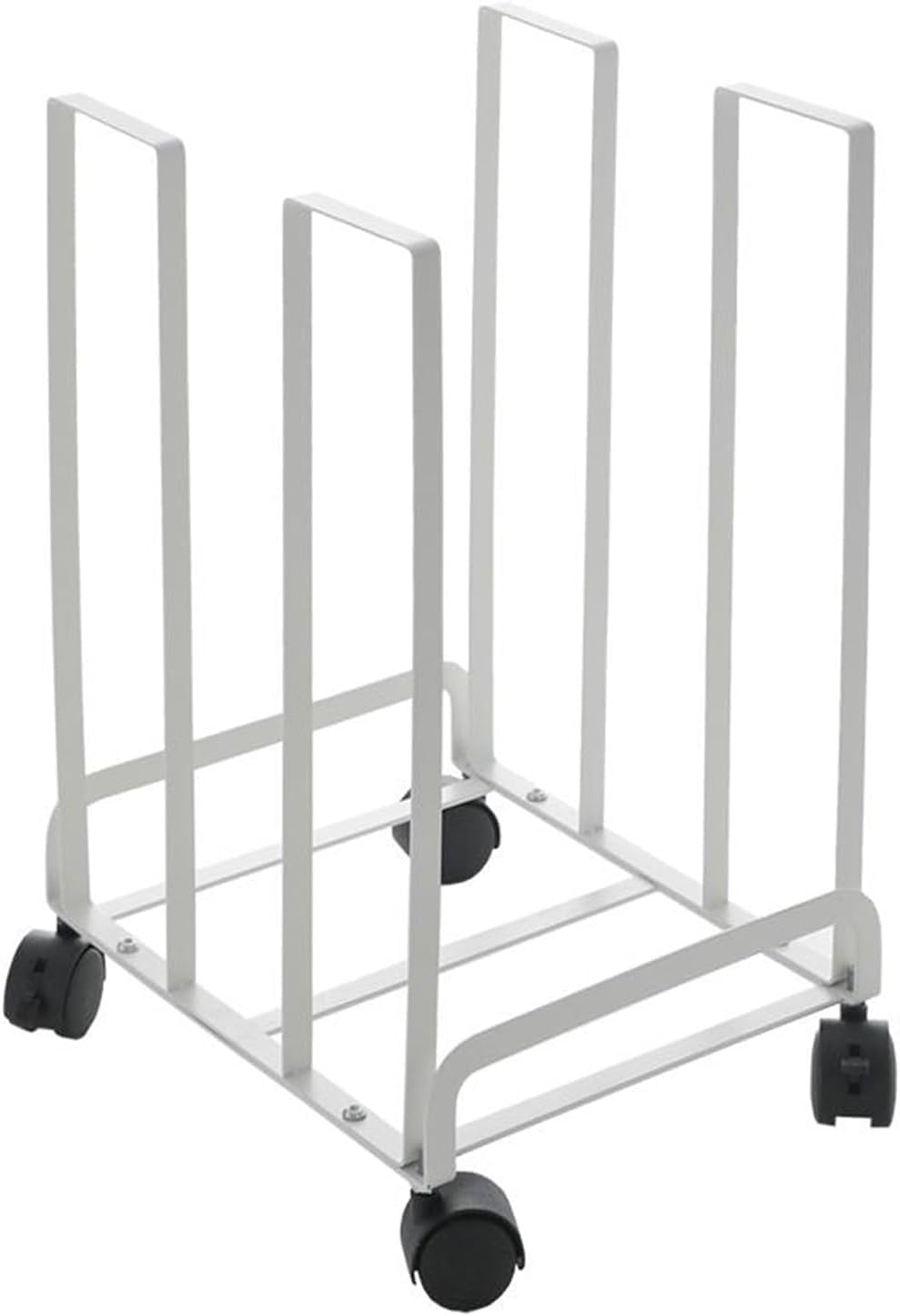 Heavy-Duty Carton Storage Cart with Wheels, Commercial Carbon Steel Organizer Shelf, Portable Floor-Standing Unit for Home and Warehouse Use White 12.2x10.24x17.13in