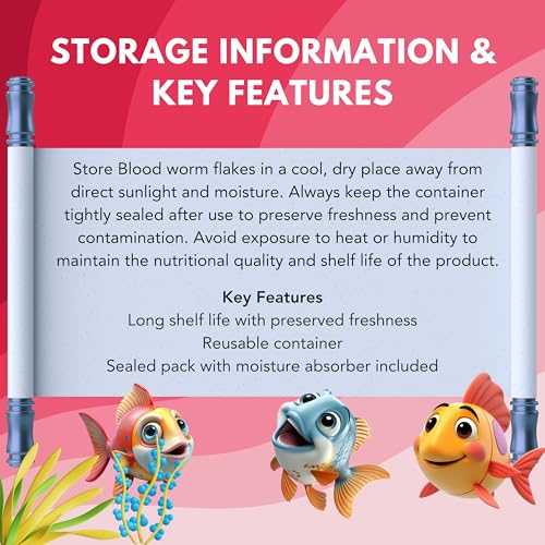 Image of Blood Worm Flakes 25g Fish Food with 55% Protein for Guppy,Betta Fish,Guppy Fries,Tetra and All Types of Tropical Fishes