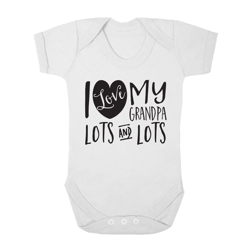 Shopagift Boys White I Love My Grandpa Lots And Lots Cute And Girls Baby Vest Bodysuit (3-6 Months, )
