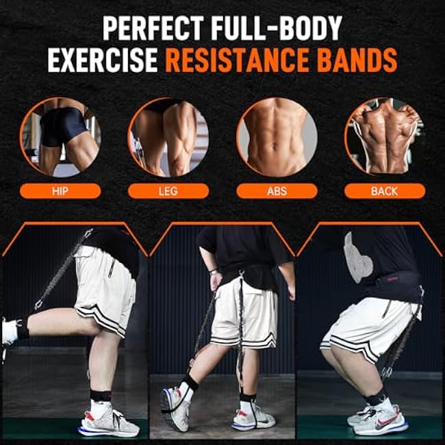 Vertical Jump Trainer Leg Strength Ankle Resistance Bands Set with Cuffs Workout Equipment for Leaping Fitness Basketball Volleyball Football Tennis Jumping Strength Training Equipment