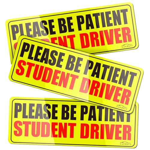 CARBATO Student Driver Magnet for Car, Please Be Patient Student Driver Magnet, Car Vehicle Reflective Sticker Reflective Signs for New Drivers - 3 Pcs