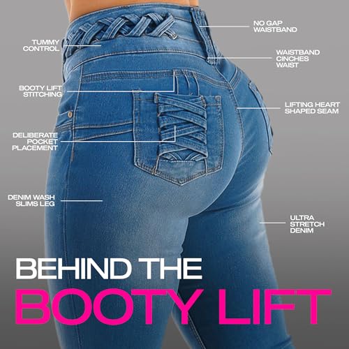 Image of Moda Xpress Women's Butt Lifting High Waisted Bootcut Jeans - Stretchy, Comfortable Flare Jeans in Junior Size Vintage Style