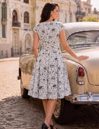 Image of Dressystar Women's Vintage 1950s A Line Cap Sleeve Cocktail Party Dress