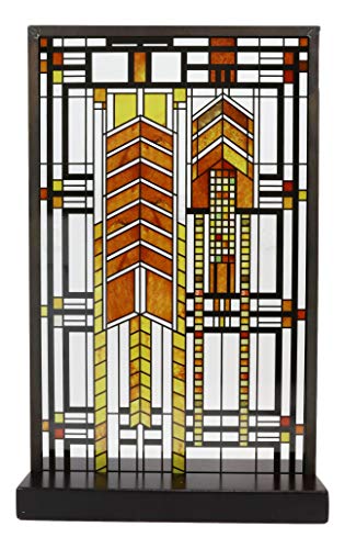Ebros Frank Lloyd Wright Autumn Sumac Stained Glass Art Metal Framed Hanging Wall Decor Or Desktop Plaque Susan Lawrence Dana House Window Architectural Home or Office Decorative Accent 10  by 6.5 