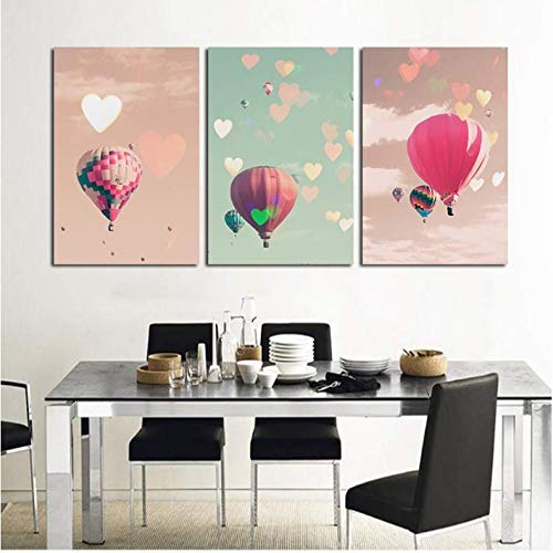 Peinture toile montgolfière déco murale salon sans cadre