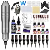 Kit complet de démarrage de tatouage : comprend un stylo de tatouage, une alimentation de tatouage, une pédale, des aiguilles à cartouche, des couleurs de tatouage et des accessoires de tatouage essentiels.