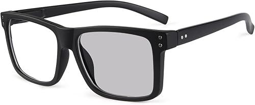 Eyekepper Gafas de lectura fotocrómicas de transición de gran tamaño, marco grande, color negro +1.0
