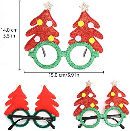VEYLIN Christmas Glitter Party Glasses, 12 Pack Novelty Xmas Eyeglasses Fancy Dress Costume Decoration for Kids Adults