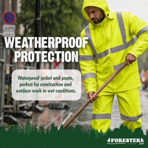 Image of FORESTER Class 3 Hi-Vis Rain Suit - Waterproof Jacket & Pants | Heavy Duty Rain Gear for Men & Women | Reflective