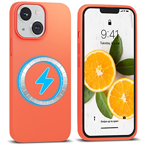 IceSword Magnetic Case for iPhone 14 Case Orange Silicone Case