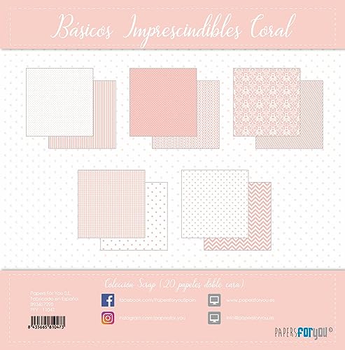 Papers for You - Scrapbooking and Craft Paper Kit Essential Basics Coral Collection, Basic Coral 20 Papers, Básico - Image 2