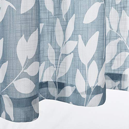 Treatmentex Blue White Kitchen Valance Curtain Leaf Print Window Valance For Living Room 52" W 1 Pack #TOP2