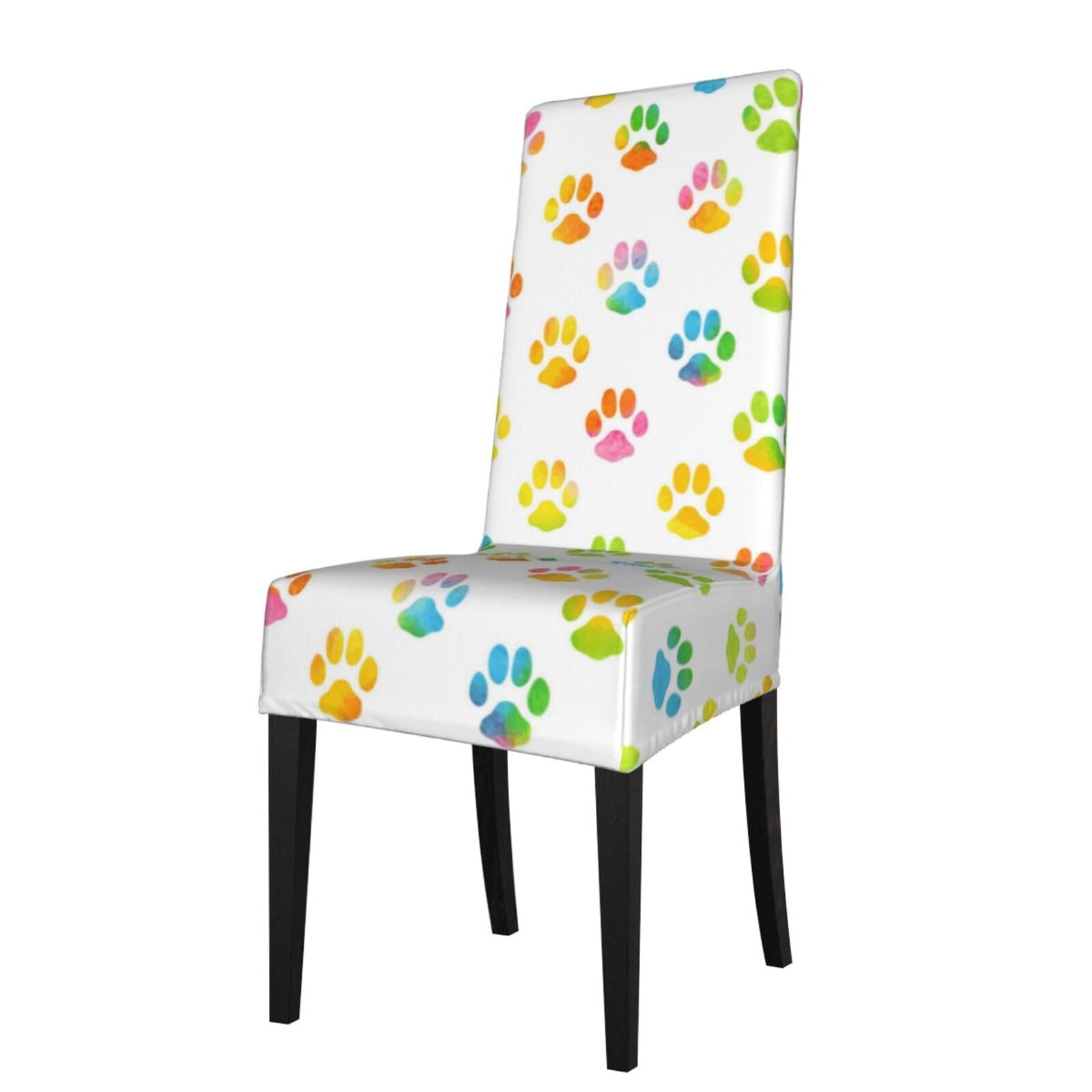 Lkymoh As Picture Watercolor Dog Paws, Chair Covers Stretch Chair Slipcovers For Dining Room, For Party Pet Protection Universal Fit Soft Polyester