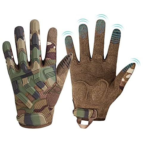 HUNTVP Taktische Handschuhe Touchscreen Atmungsaktiv Militär Einsatzhandschuhe Gepolstert Motorradhandschuhe für Sport Softair Paintball Wandern Klettern Radsport,Camo L Cover