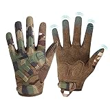 HUNTVP Taktische Handschuhe Touchscreen Atmungsaktiv Militär Einsatzhandschuhe Gepolstert Motorradhandschuhe für Sport Softair Paintball Wandern Klettern Radsport,Camo XL