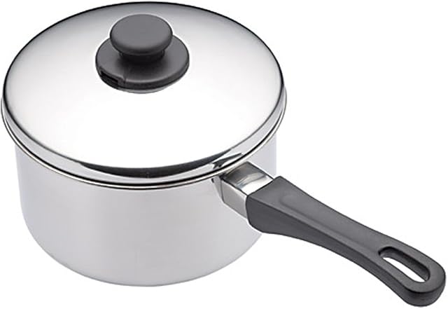 KitchenCraft KCXDSAU16 Extra Deep Induction Saucepan with Lid, 16 cm Stainless Steel Pan, Silver