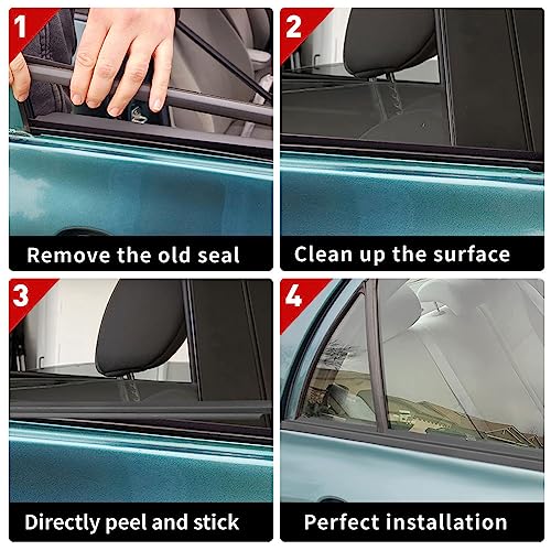 Newsmarts 4Pcs Weatherstrip Window Seal Car Window Moulding Trim Seal Belt For Toyota Corolla 2009 2010 2011 2012 (Black) #TOP2