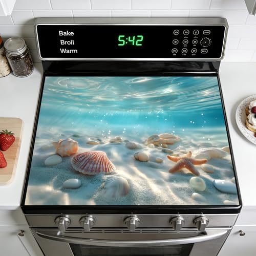 Image of Stove Burner Covers Non-Slip Electric Cooktop Protector Mat (Sea)