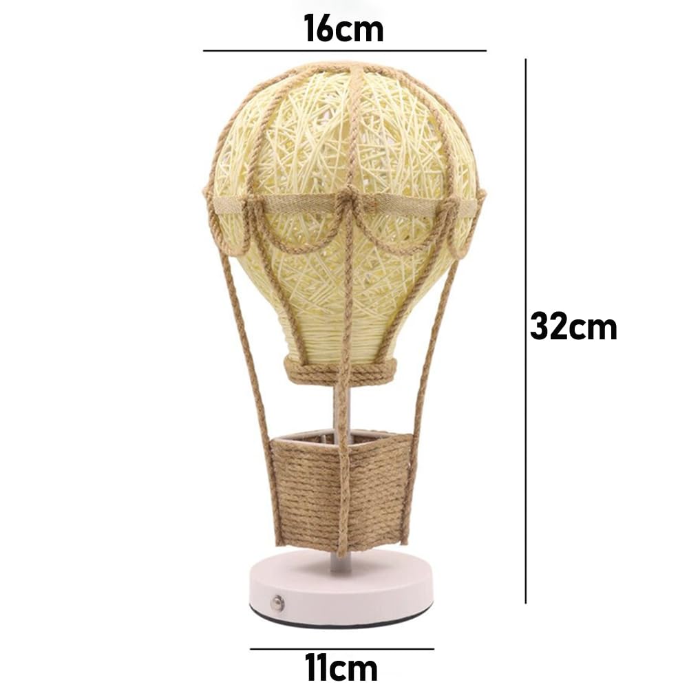 Lampada Tavolo LED Rattan Mongolfiera Touch Dimmerabile Comodino Bambini