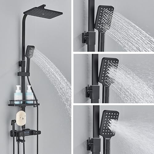 Robinet de douche thermostatique réglable contre les variations de température d'eau en noir mat - 4